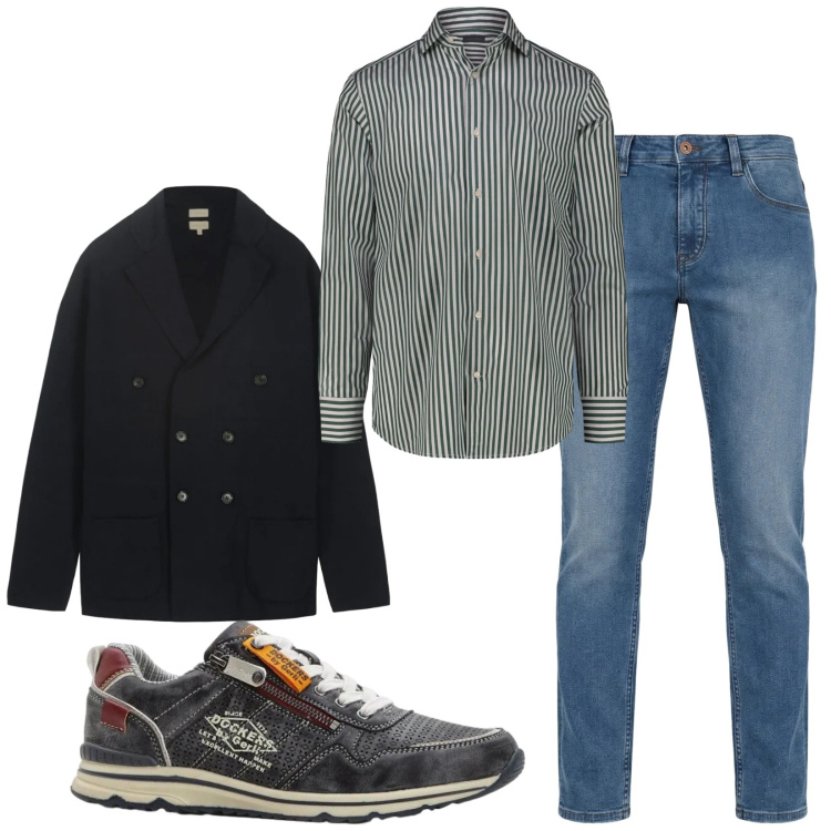 Outfit uomo - Total look #2373662. Stile Trendy per Serata speciale. Abbinamento con sneakers, jeans, cardigans, camicie.