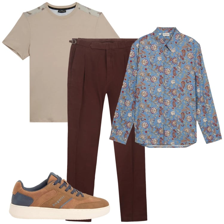 Outfit uomo - Floreale. Stile Casual per Tutti i giorni. Abbinamento con camicie, sneakers, t-shirt, pantaloni.