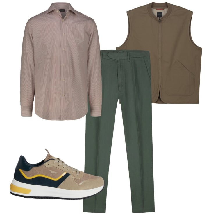 Outfit uomo - Total look #2373756. Stile Casual per Tutti i giorni. Abbinamento con sneakers, pantaloni, gilet, camicie.