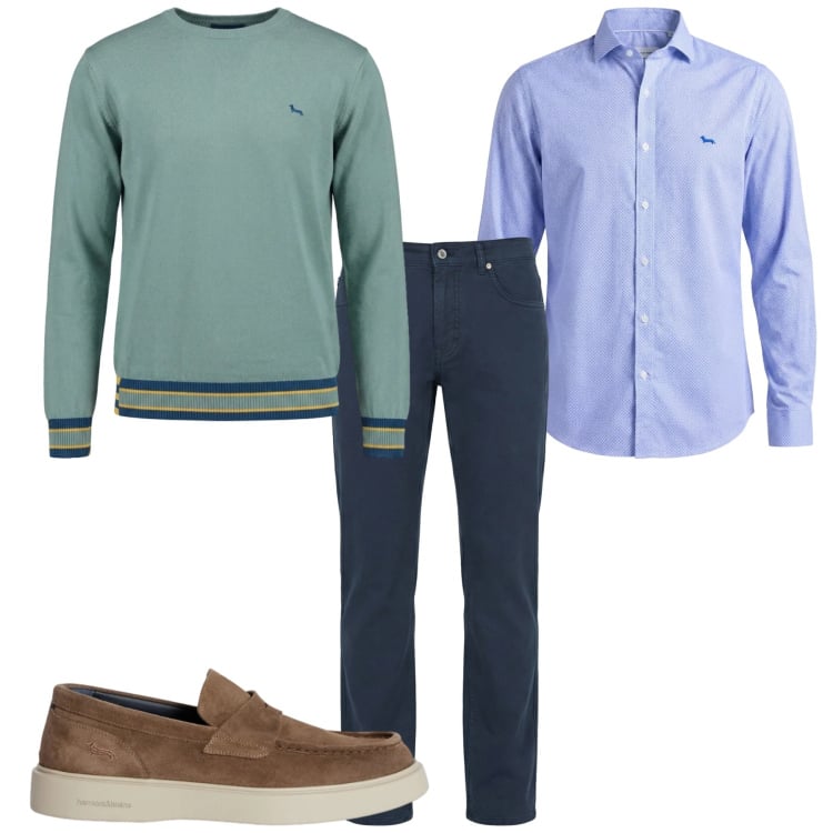 Outfit uomo - Total look #2373759. Stile Casual per Tutti i giorni. Abbinamento con pantaloni, camicie, pullovers, scarpe stringate.
