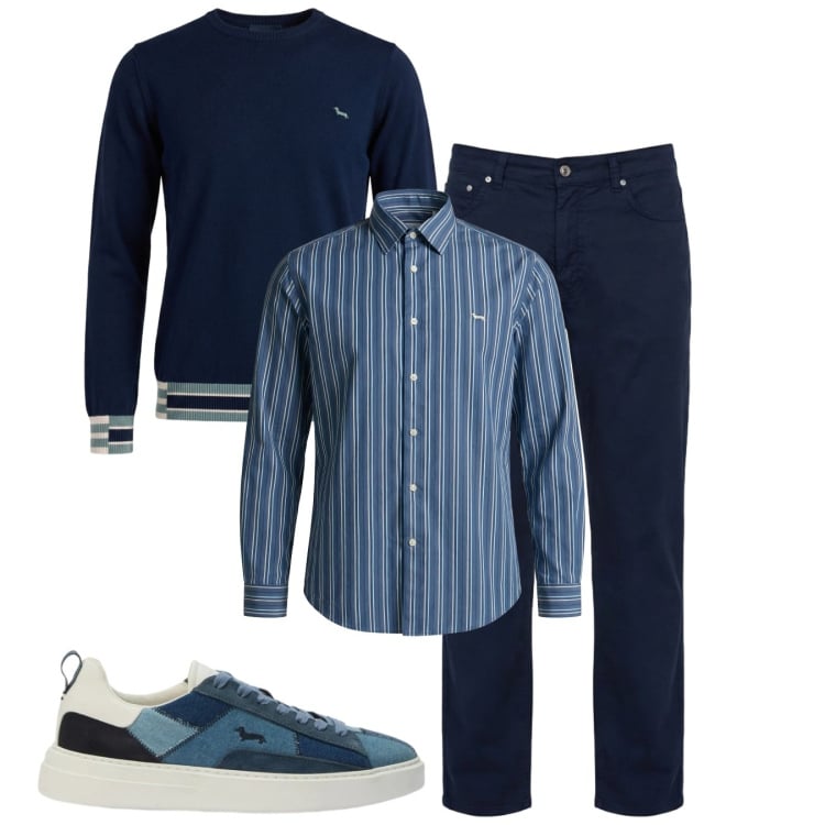 Outfit uomo - Total look #2373762. Stile Casual per Tutti i giorni. Abbinamento con pantaloni, pullovers, sneakers, camicie.