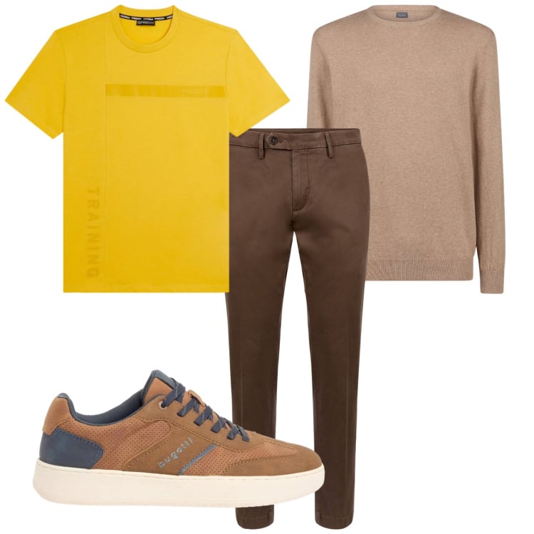 Outfit uomo - Total look #2373771. Stile Casual per Tutti i giorni. Abbinamento con sneakers, t-shirt, maglieria, pantaloni chino.