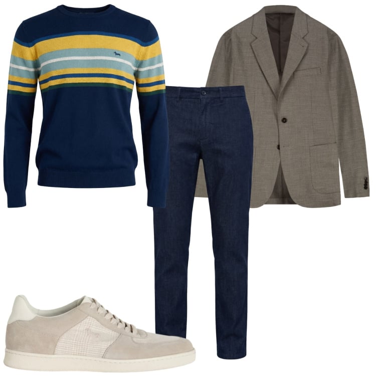 Outfit uomo - Total look #2373778. Stile Casual per Tutti i giorni. Abbinamento con pullovers, pantaloni chino, sneakers, giacche.
