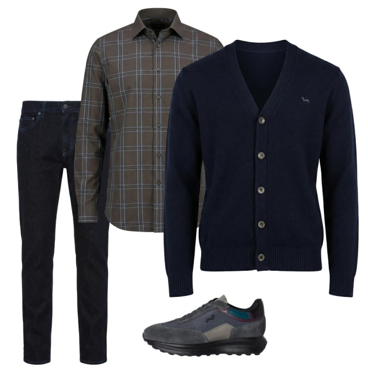 Outfit uomo - Marzo. Stile Casual per Tutti i giorni. Abbinamento con jeans, sneakers, camicie, cardigans.