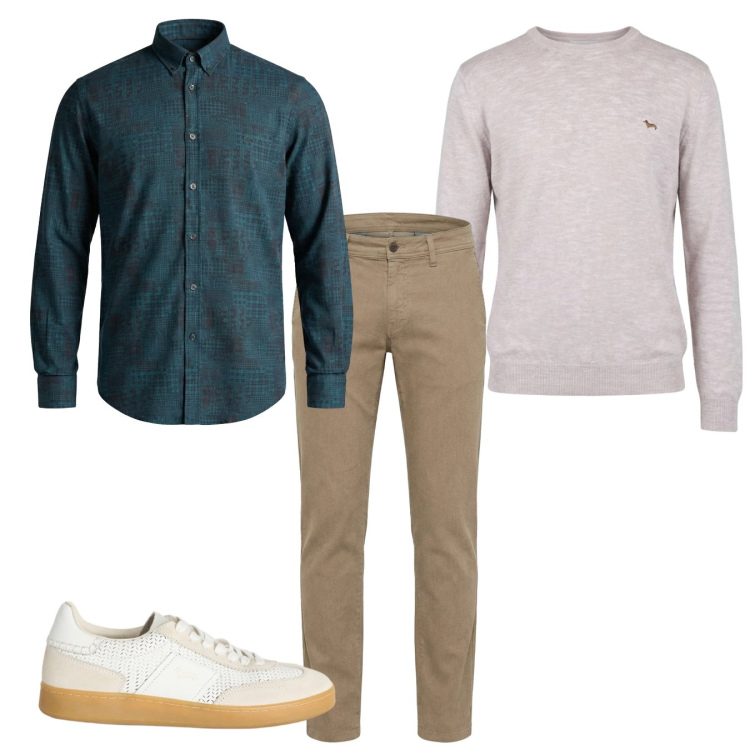 Outfit uomo - Total look #2373799. Stile Casual per Tutti i giorni. Abbinamento con sneakers, pullovers, pantaloni, camicie.