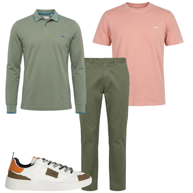 Outfit uomo - Total look #2373802. Stile Casual per Tutti i giorni. Abbinamento con polo, t-shirt, sneakers, pantaloni cargo.