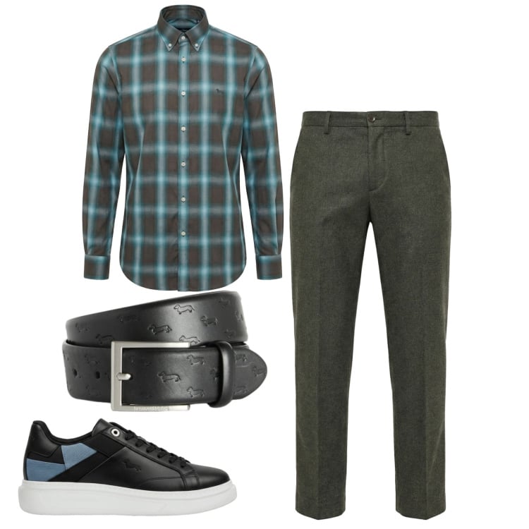 Outfit uomo - Total look #2373804. Stile Casual per Tutti i giorni. Abbinamento con cinture, sneakers, pantaloni chino, camicie.