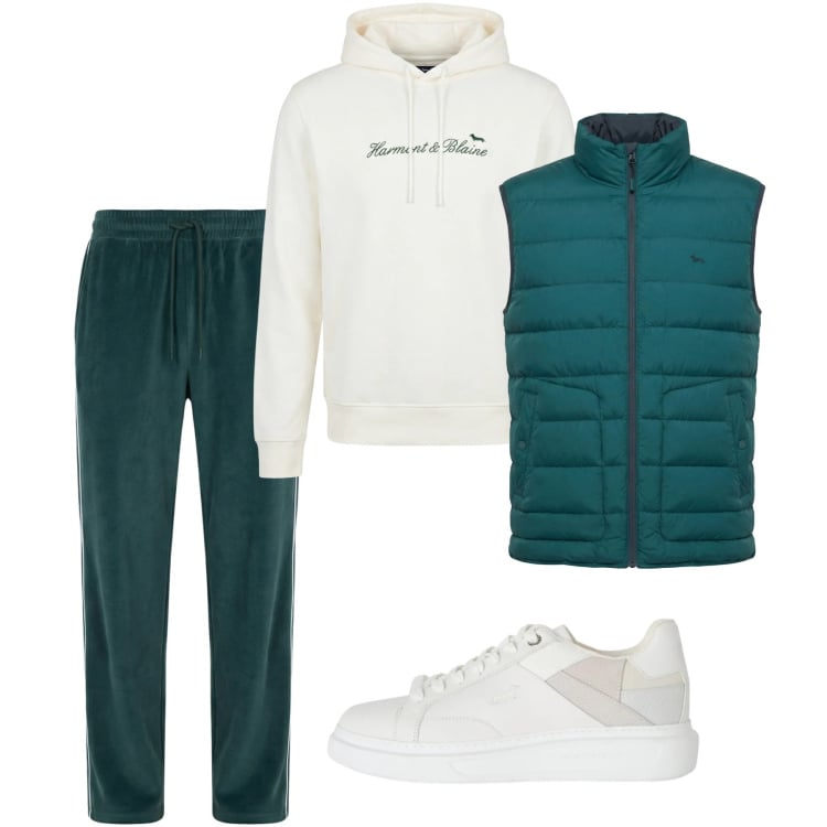 Outfit uomo - Marzo. Stile Casual per Tutti i giorni. Abbinamento con sneakers, felpe con cappuccio, pantaloni, piumini.