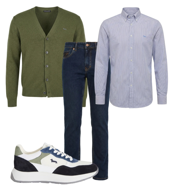 Outfit uomo - Total look #2373813. Stile Casual per Tutti i giorni. Abbinamento con sneakers, jeans, camicie, cardigans.