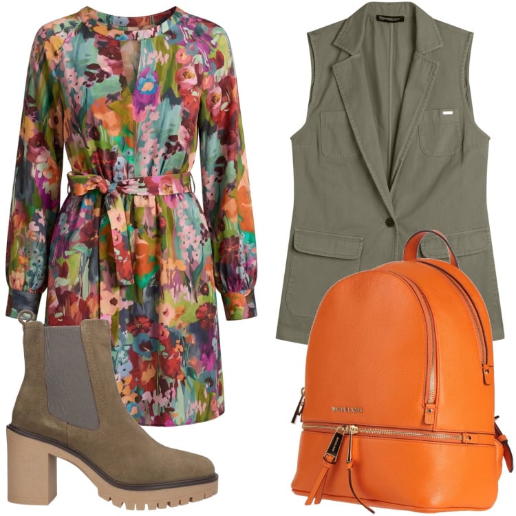 Outfit donna - Total look #2373834. Stile Romantica per Scuola/Università. Abbinamento con zaini, stivaletti chelsea, vestiti corti, gilet.