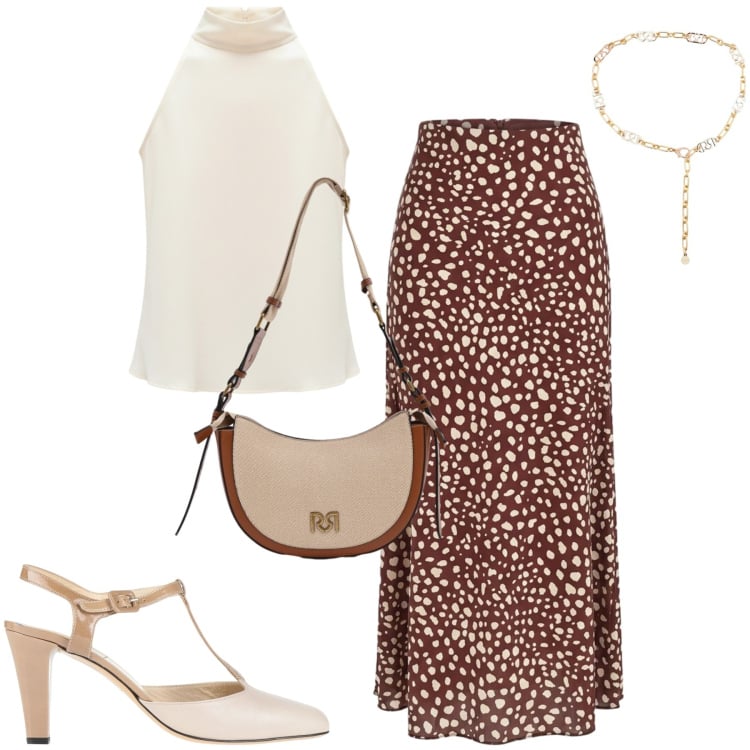 Outfit donna - Rinascimento occasioni speciali. Stile Chic per Cerimonia. Abbinamento con décolleté, borse a tracolla, cinture, top, gonne lunghe.