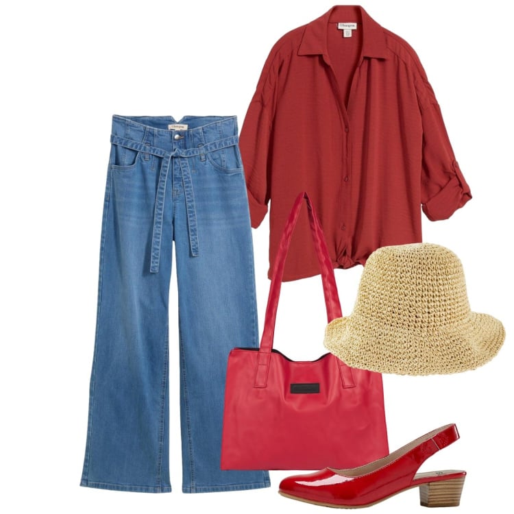Outfit donna - Printemps. Stile Bon Ton per Tutti i giorni. Abbinamento con bluse, jeans, décolleté, cappelli, shopping bag.
