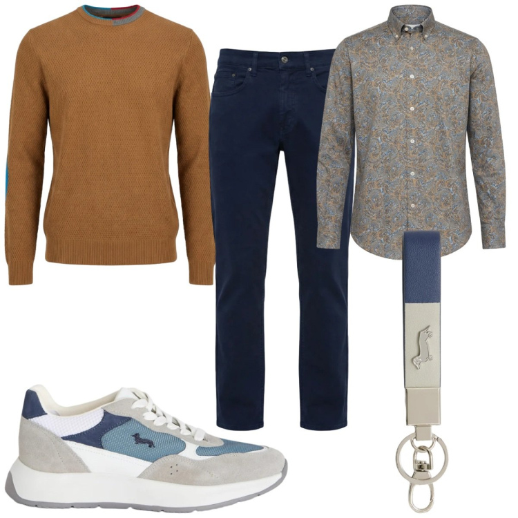 Outfit uomo - Total look #2373884. Stile Casual per Tutti i giorni. Abbinamento con sneakers, portachiavi, maglieria, pantaloni, camicie.