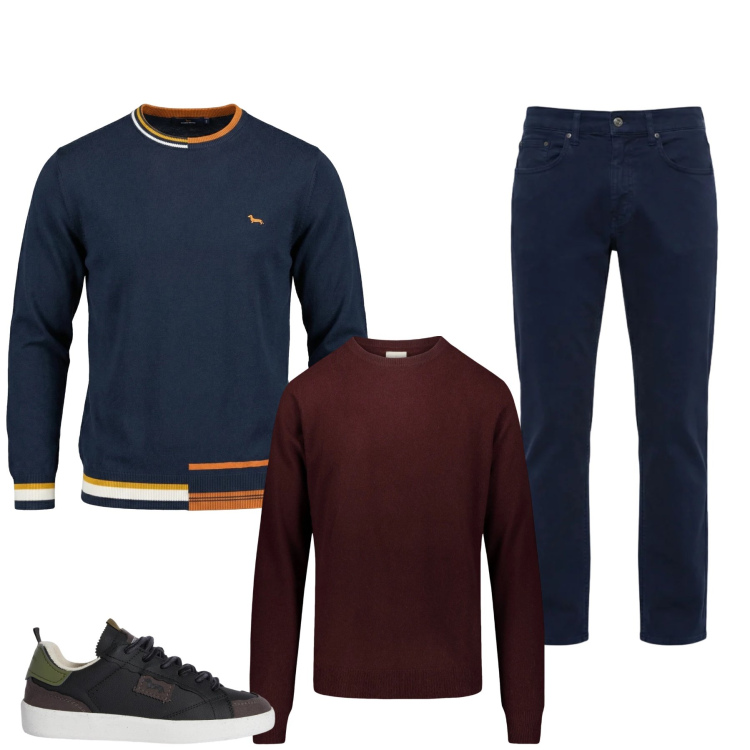 Outfit uomo - Total look #2373897. Stile Urban per Tutti i giorni. Abbinamento con sneakers, pullovers, pantaloni, maglieria.