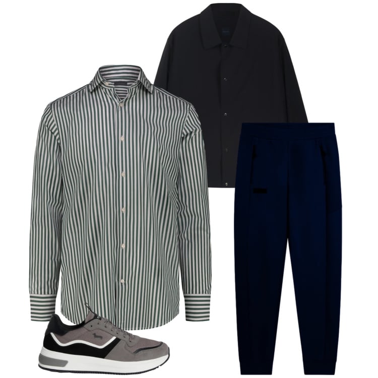 Outfit uomo - Total look #2373902. Stile Urban per Tutti i giorni. Abbinamento con sneakers, pantaloni, cappotti, camicie.