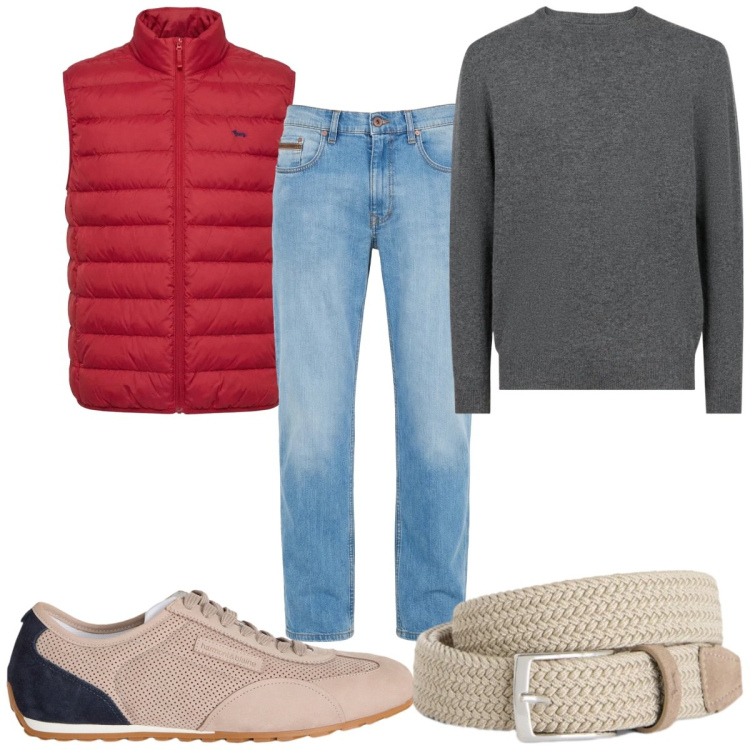 Outfit uomo - Total look #2373903. Stile Casual per Tutti i giorni. Abbinamento con jeans, sneakers, cinture, piumini, maglieria.