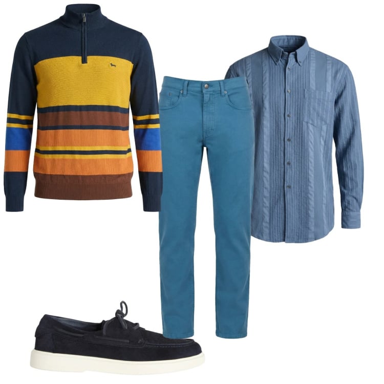 Outfit uomo - Total look #2373918. Stile Casual per Tutti i giorni. Abbinamento con scarpe stringate, pantaloni, pullovers, camicie.