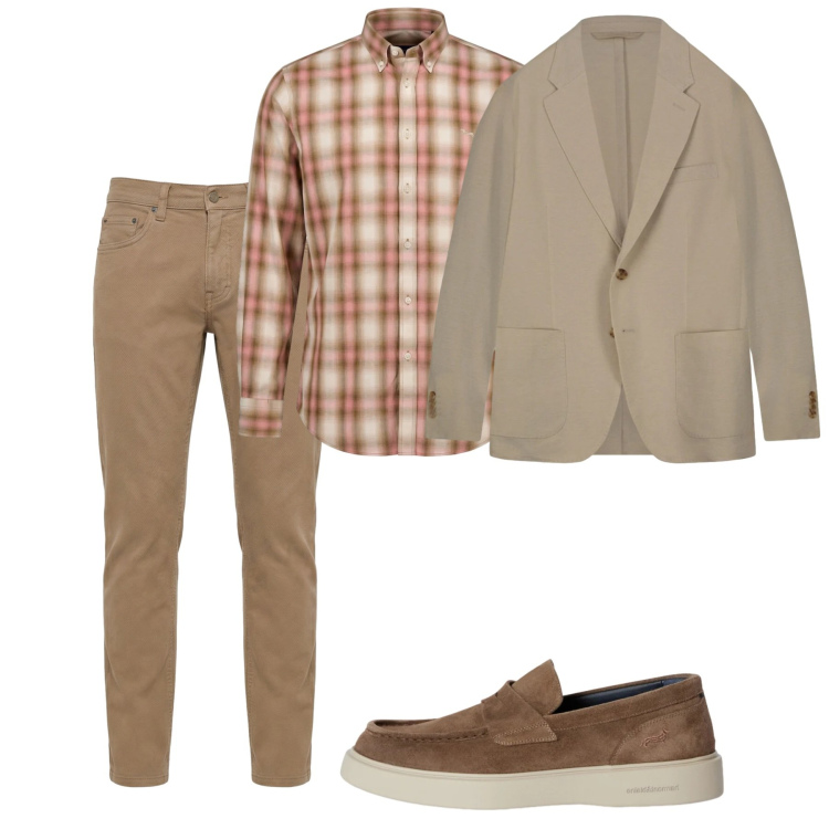 Outfit uomo - Marzo. Stile Casual per Tutti i giorni. Abbinamento con scarpe stringate, pantaloni, camicie, giacche.