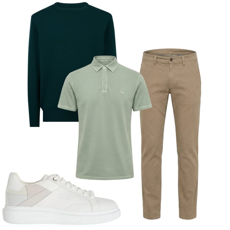 Outfit uomo - Total look #2373924. Stile Casual per Tutti i giorni. Abbinamento con sneakers, pantaloni, polo, maglieria.