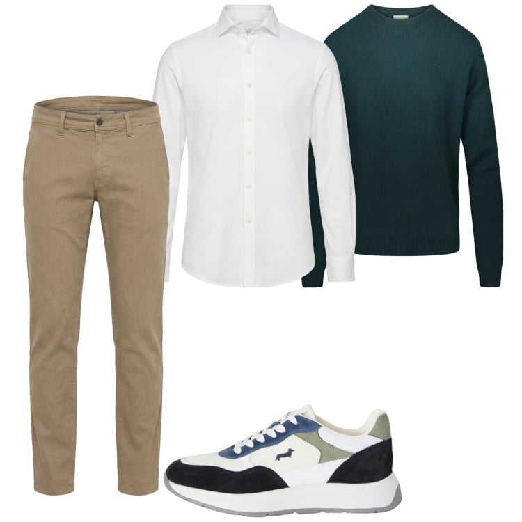 Outfit uomo - Marzo. Stile Casual per Tutti i giorni. Abbinamento con sneakers, pantaloni, camicie, maglieria.