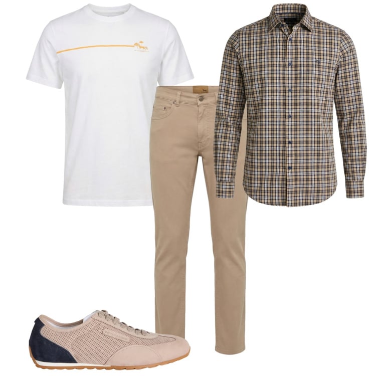 Outfit uomo - Total look #2373947. Stile Casual per Tutti i giorni. Abbinamento con sneakers, t-shirt, camicie, pantaloni.