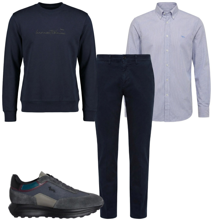 Outfit uomo - Total look #2373949. Stile Casual per Tutti i giorni. Abbinamento con pantaloni, sneakers, camicie, felpe.