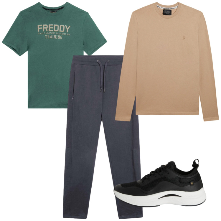 Outfit uomo - Total look #2373962. Stile Casual per Tutti i giorni. Abbinamento con sneakers, pantaloni, t-shirt, t-shirt.