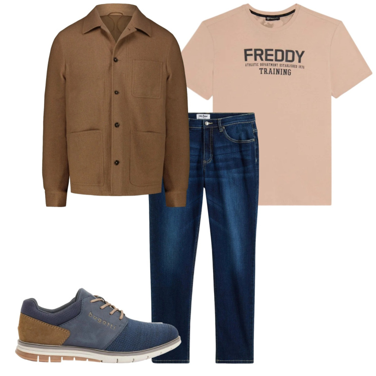 Outfit uomo - Total look #2373969. Stile Casual per Tutti i giorni. Abbinamento con jeans, scarpe stringate, t-shirt, cappotti.