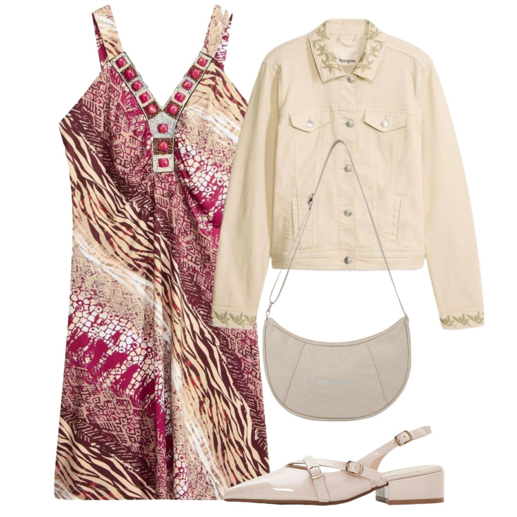 Outfit donna - Anticipo d\'estate. Stile Chic per Tutti i giorni. Abbinamento con décolleté, cappotti, vestiti, borse a spalla.