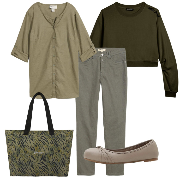 Outfit donna - Ballerine al top. Stile Bon Ton per Tutti i giorni. Abbinamento con pantaloni, bluse, ballerine, felpe, shopping bag.