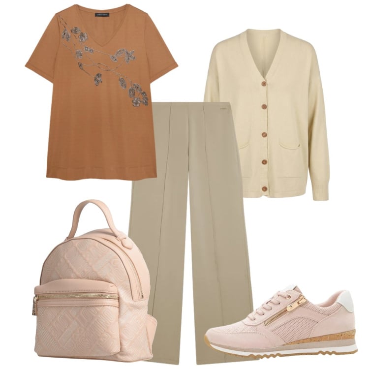 Outfit donna - Basic. Stile Basic per Tutti i giorni. Abbinamento con zaini, sneakers, t-shirt, cardigans, pantaloni.