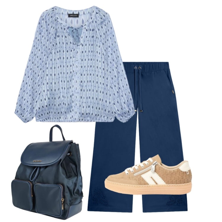 Outfit donna - Dinamicamente. Stile Basic per Tutti i giorni. Abbinamento con zaini, sneakers, bluse, pantaloni.