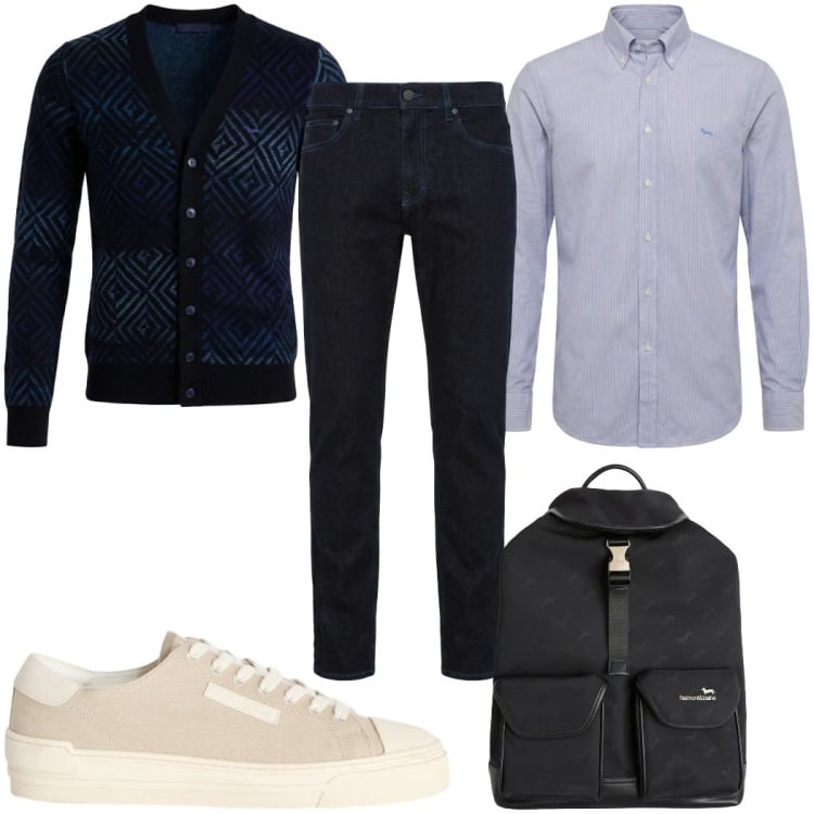 Outfit uomo - Total look #2374065. Stile Casual per Tutti i giorni. Abbinamento con jeans, sneakers, borse sportive, cardigans, camicie.