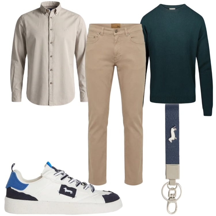 Outfit uomo - Total look #2374083. Stile Casual per Tutti i giorni. Abbinamento con sneakers, portachiavi, pantaloni, camicie, maglieria.