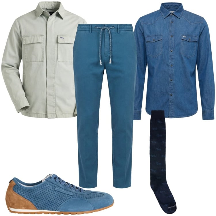 Outfit uomo - Total look #2374087. Stile Casual per Tutti i giorni. Abbinamento con sneakers, calzini, giacche, camicie, pantaloni.