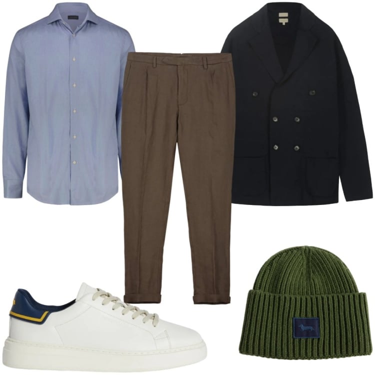 Outfit uomo - Total look #2374093. Stile Casual per Tutti i giorni. Abbinamento con sneakers, berretti, pantaloni, cardigans, camicie.