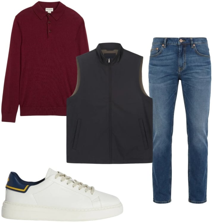 Outfit uomo - Total look #2374094. Stile Casual per Tutti i giorni. Abbinamento con maglieria, sneakers, jeans, piumini.