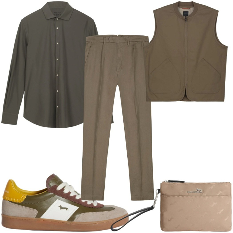 Outfit uomo - Total look #2374100. Stile Casual per Tutti i giorni. Abbinamento con borse sportive, sneakers, pantaloni, camicie, gilet.