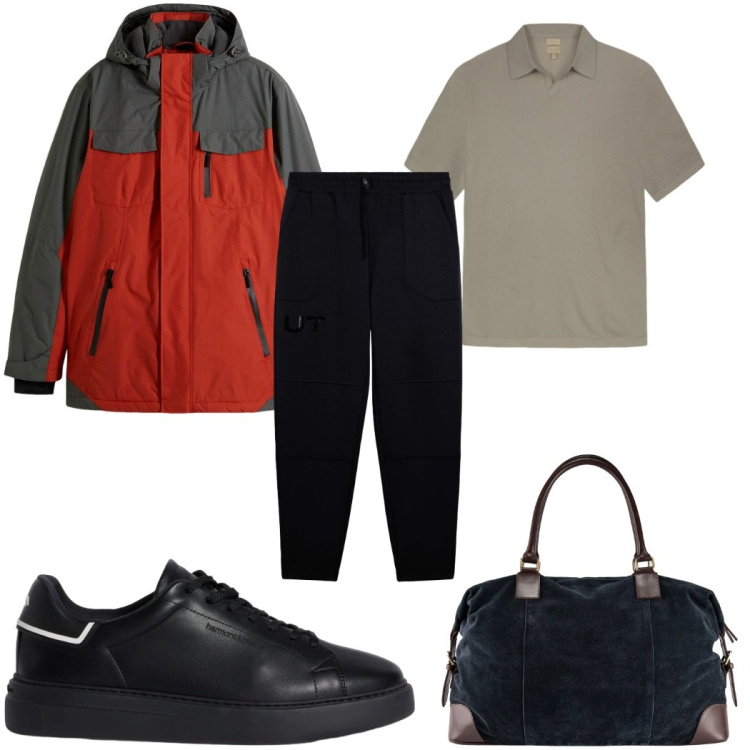 Outfit uomo - Total look #2374108. Stile Casual per Tutti i giorni. Abbinamento con giacche, sneakers, pantaloni, borse sportive, polo.