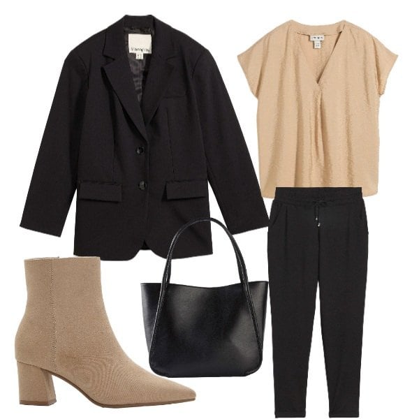 Outfit donna - Laurea con bonprix. Stile Mannish per Cerimonia. Abbinamento con pantaloni, shopping bag, tuniche, stivaletti, blazer.