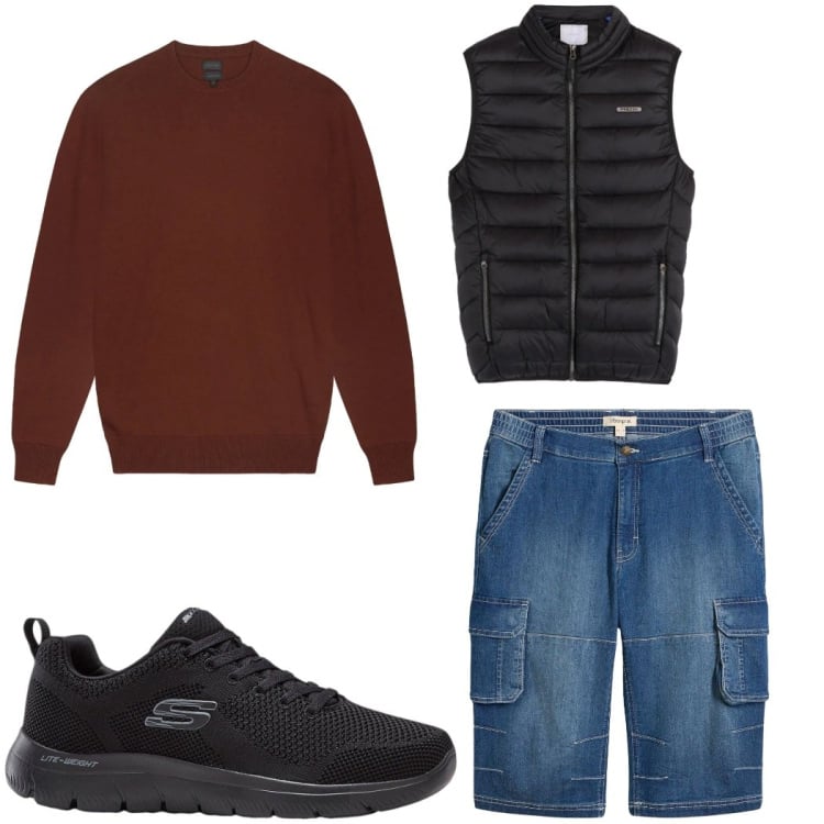 Outfit uomo - Total look #2374115. Stile Casual per Tutti i giorni. Abbinamento con sneakers, bermuda, piumini, maglieria.