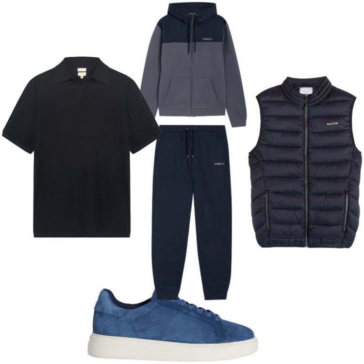 Outfit uomo - Total look #2374139. Stile Trendy per Tutti i giorni. Abbinamento con sneakers, piumini, tute sportive, polo.
