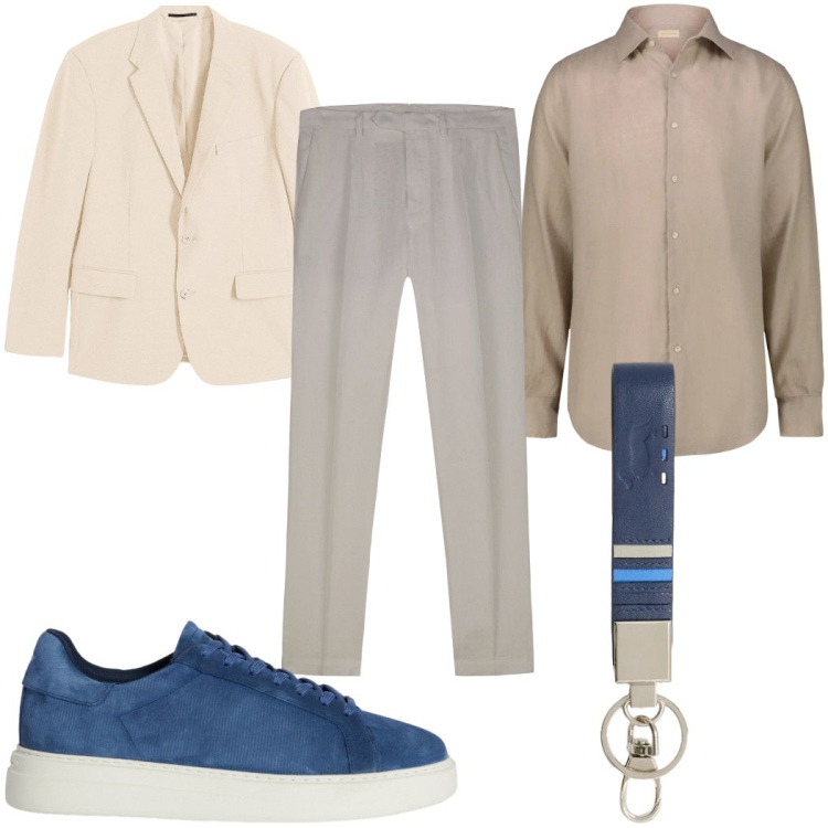 Outfit uomo - Total look #2374143. Stile Casual per Ufficio. Abbinamento con giacche, portachiavi, sneakers, camicie, pantaloni.