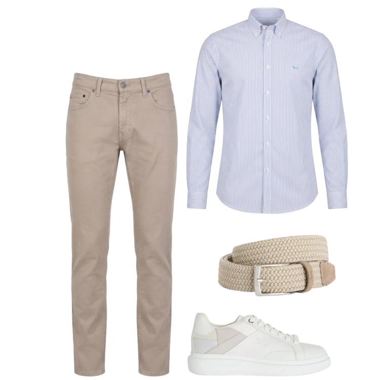 Outfit uomo - City. Stile Urban per Tutti i giorni. Abbinamento con sneakers, cinture, pantaloni, camicie.