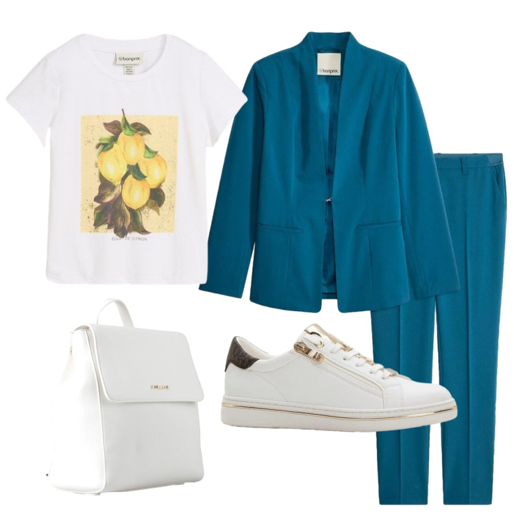 Outfit donna - Gitarella con mostra. Stile Casual chic per Tutti i giorni. Abbinamento con zaini, t-shirt, bermuda, sneakers, giacche.