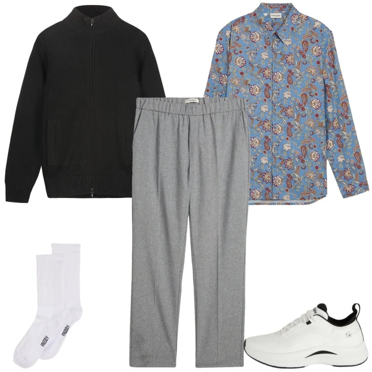 Outfit uomo - Pantaloni giovanili. Stile Trendy per Tutti i giorni. Abbinamento con camicie, pantaloni, sneakers, calzini, cardigans.