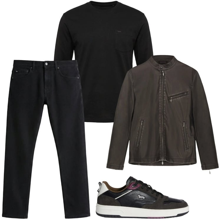 Outfit uomo - Settimana ventosa. Stile Casual per Tutti i giorni. Abbinamento con jeans, sneakers, t-shirt, giacche.
