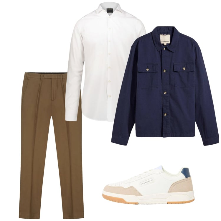Outfit uomo - Marzo. Stile Casual per Tutti i giorni. Abbinamento con giacche, sneakers, camicie, pantaloni.