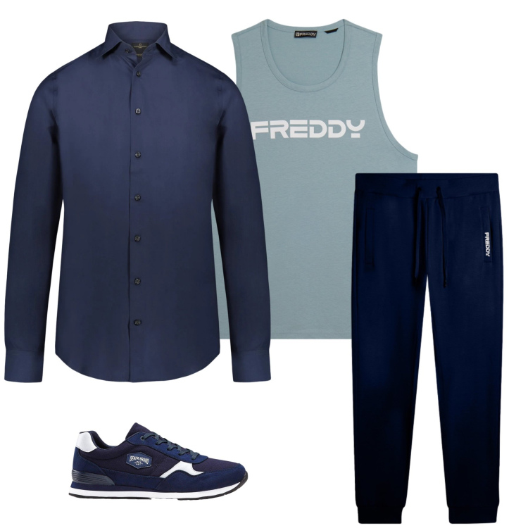 Outfit uomo - Total look #2374226. Stile Urban per Sport. Abbinamento con sneakers, canottiere, pantaloni, camicie.