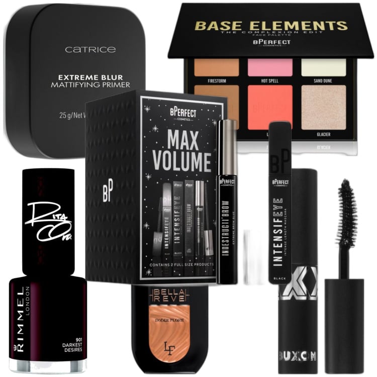 Outfit donna - Beauty-box. Abbinamento con smalti, profumi, terre, mascara, primer, mascara.